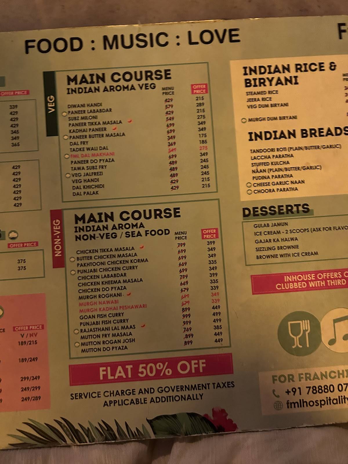 FML- Food Music Love (Kalyani Nagar) menu