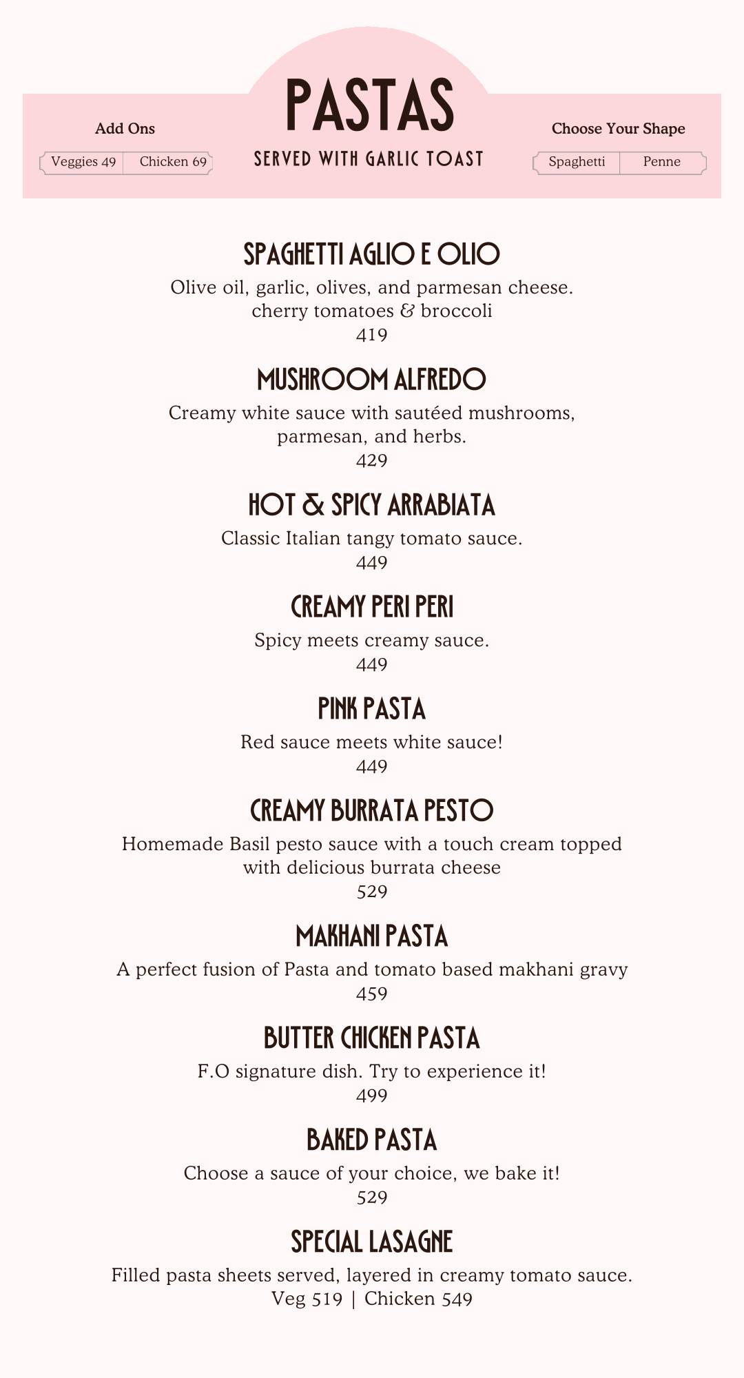FO- Food Overloded menu