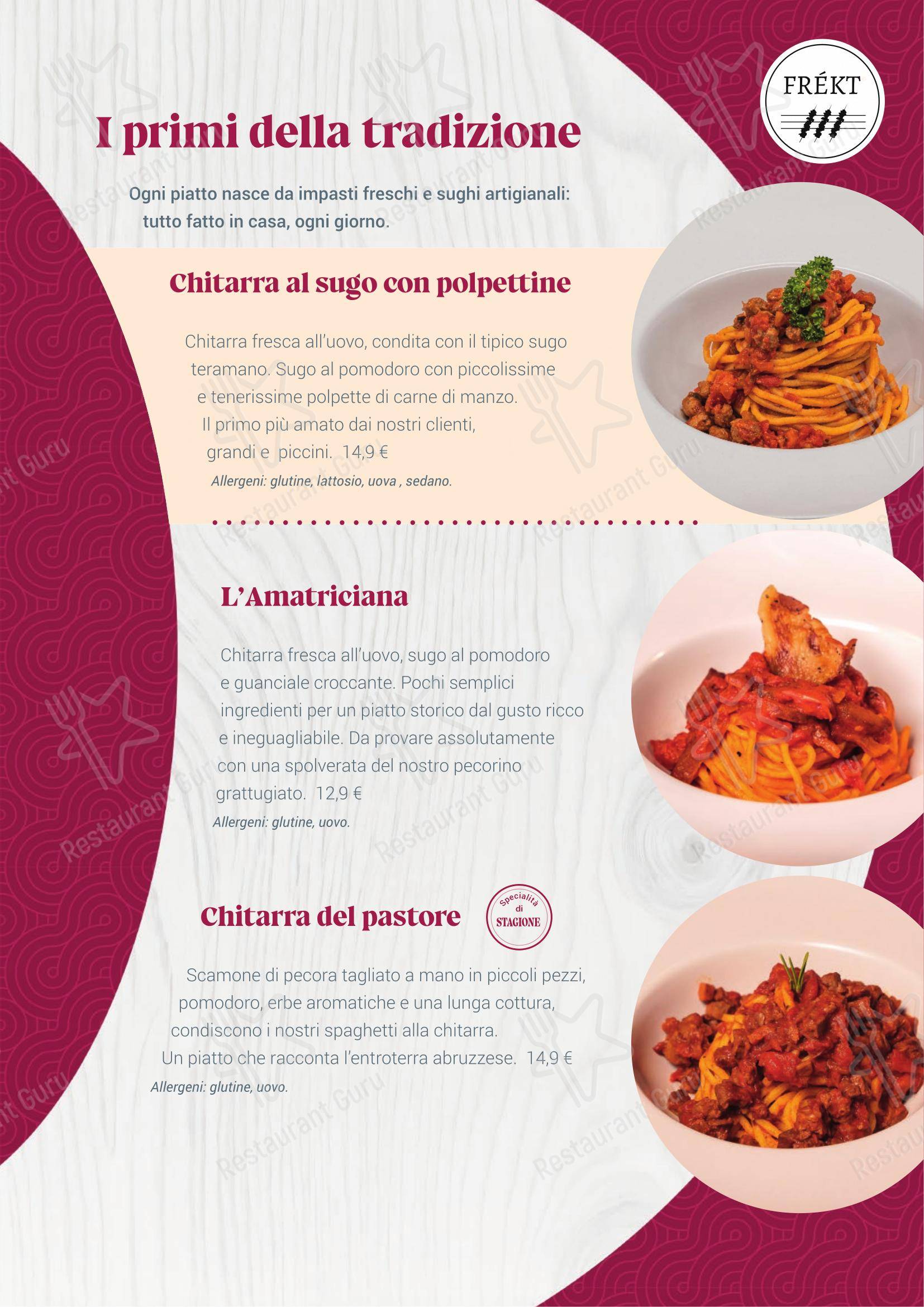 Menu di FREKT RISTORANTE ABRUZZESE - Menu
