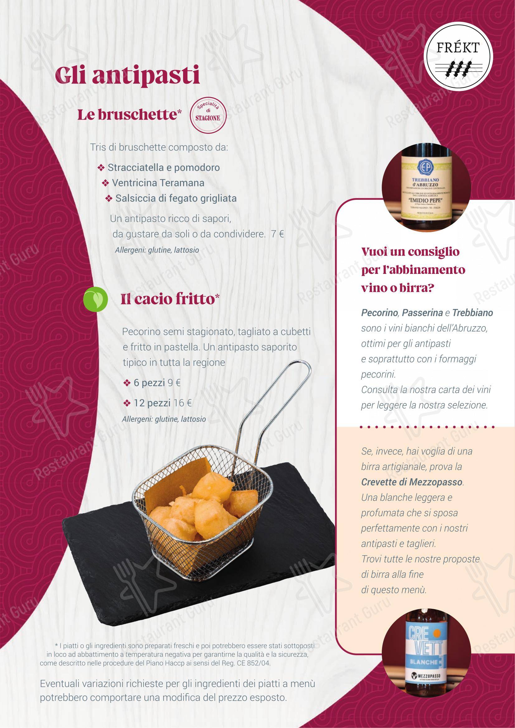 Menu per FREKT RISTORANTE ABRUZZESE ristorante