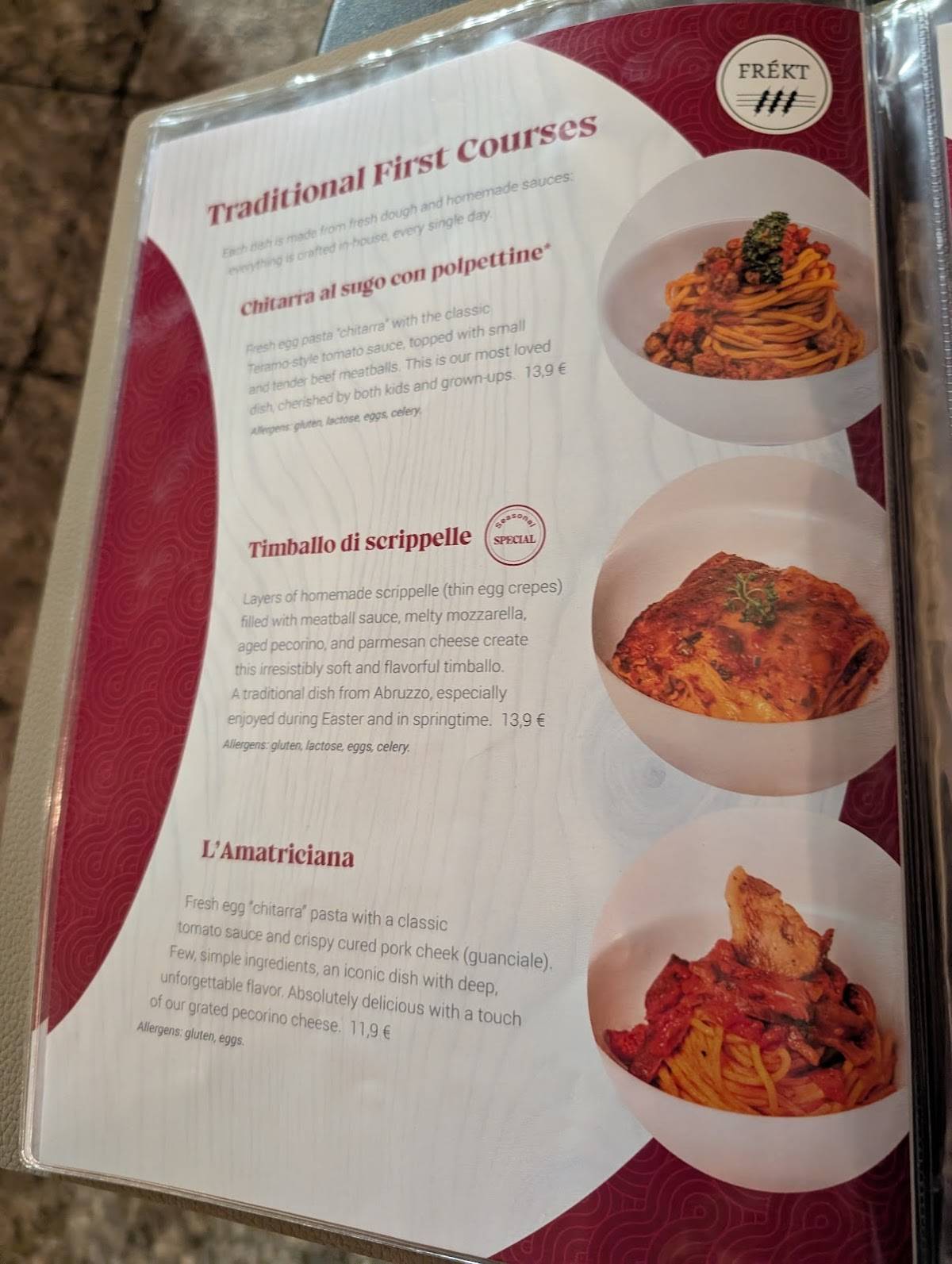 Menu di FREKT RISTORANTE ABRUZZESE 