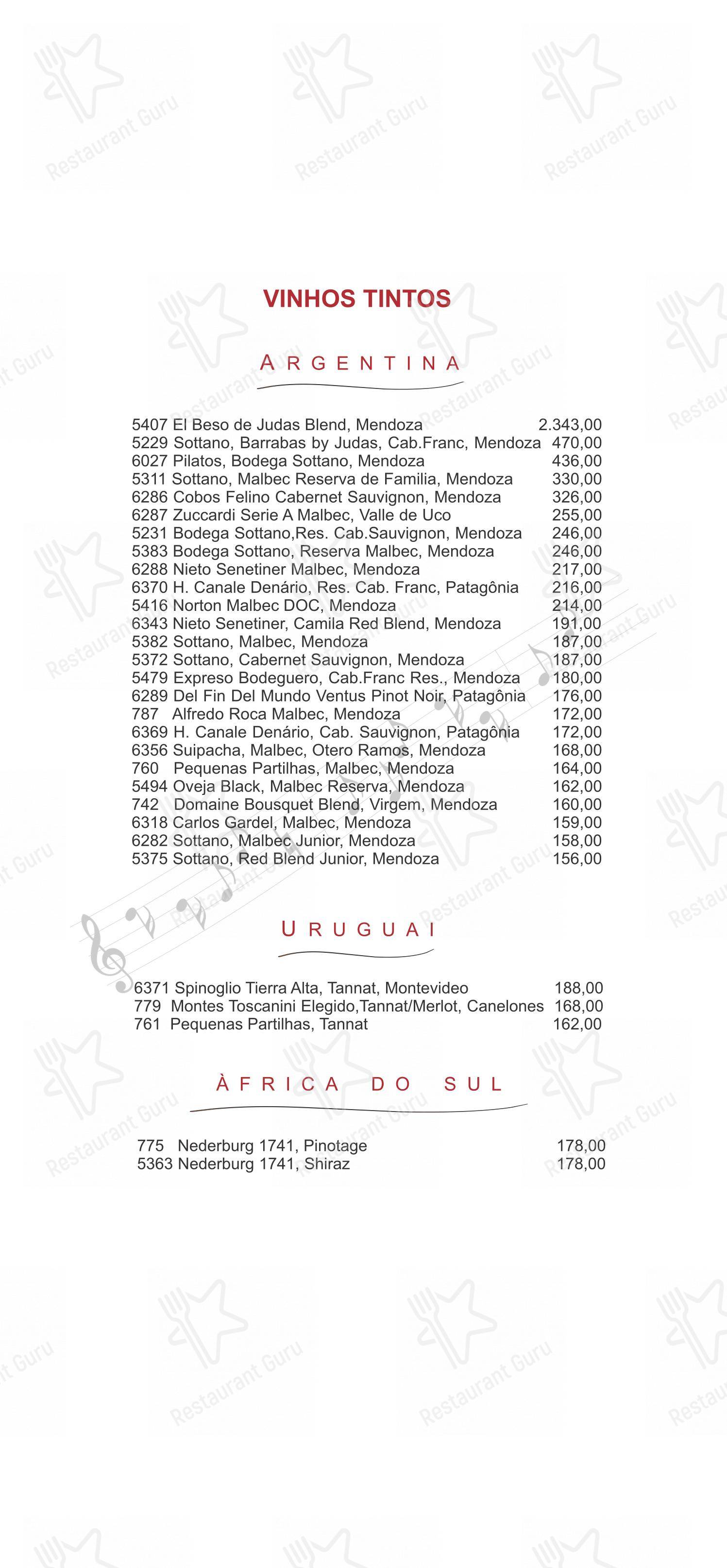 Famiglia Mancini Trattoria em São Paulo - Menu bar