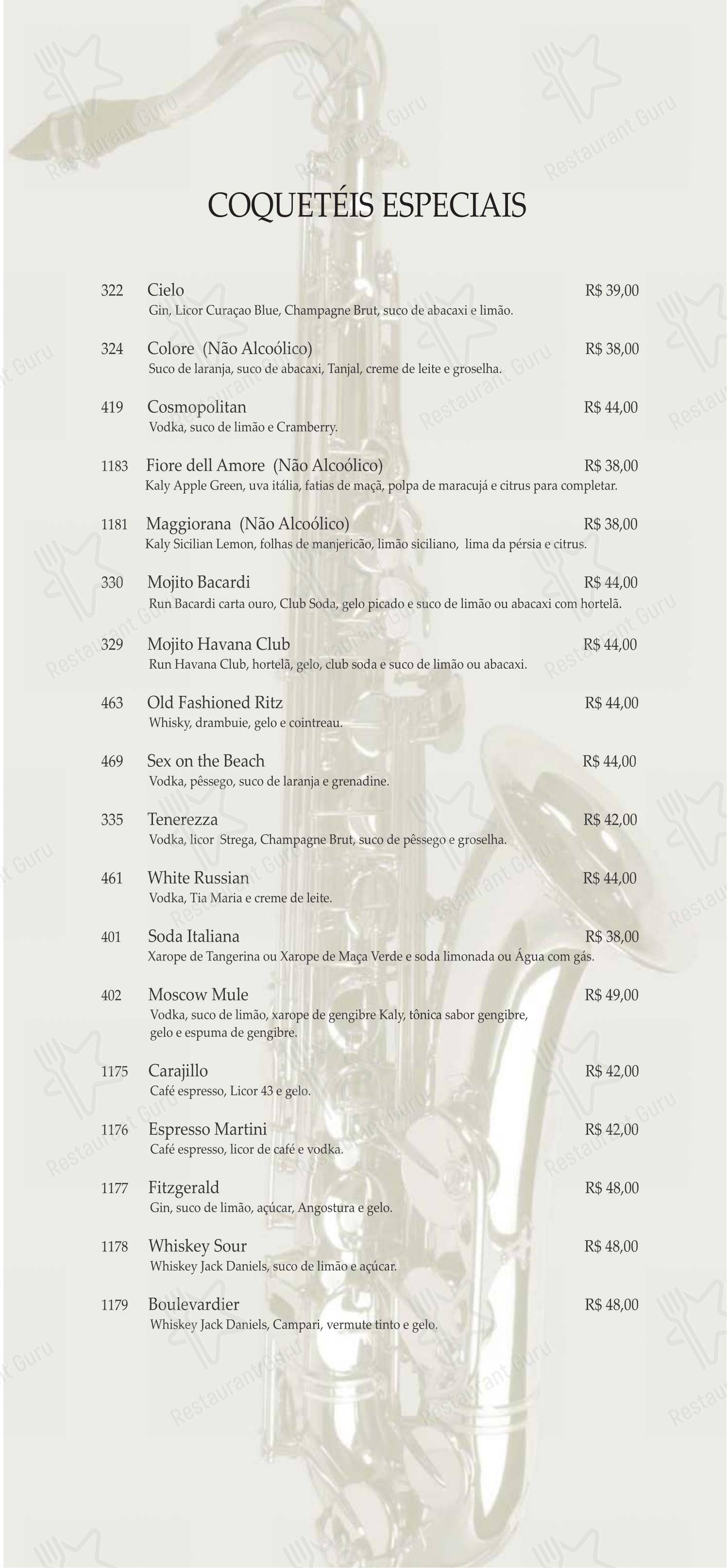 Famiglia Mancini Trattoria em São Paulo - Menu bar