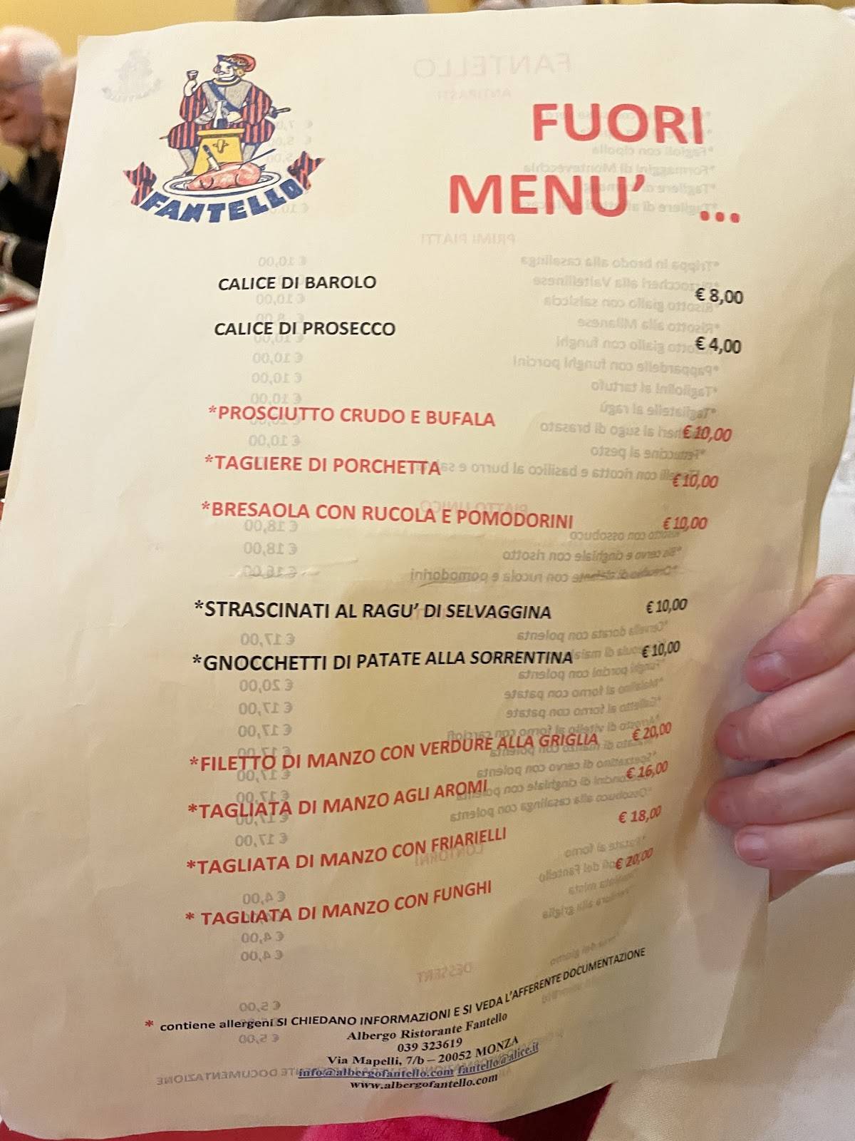 Menu di Fantello 
