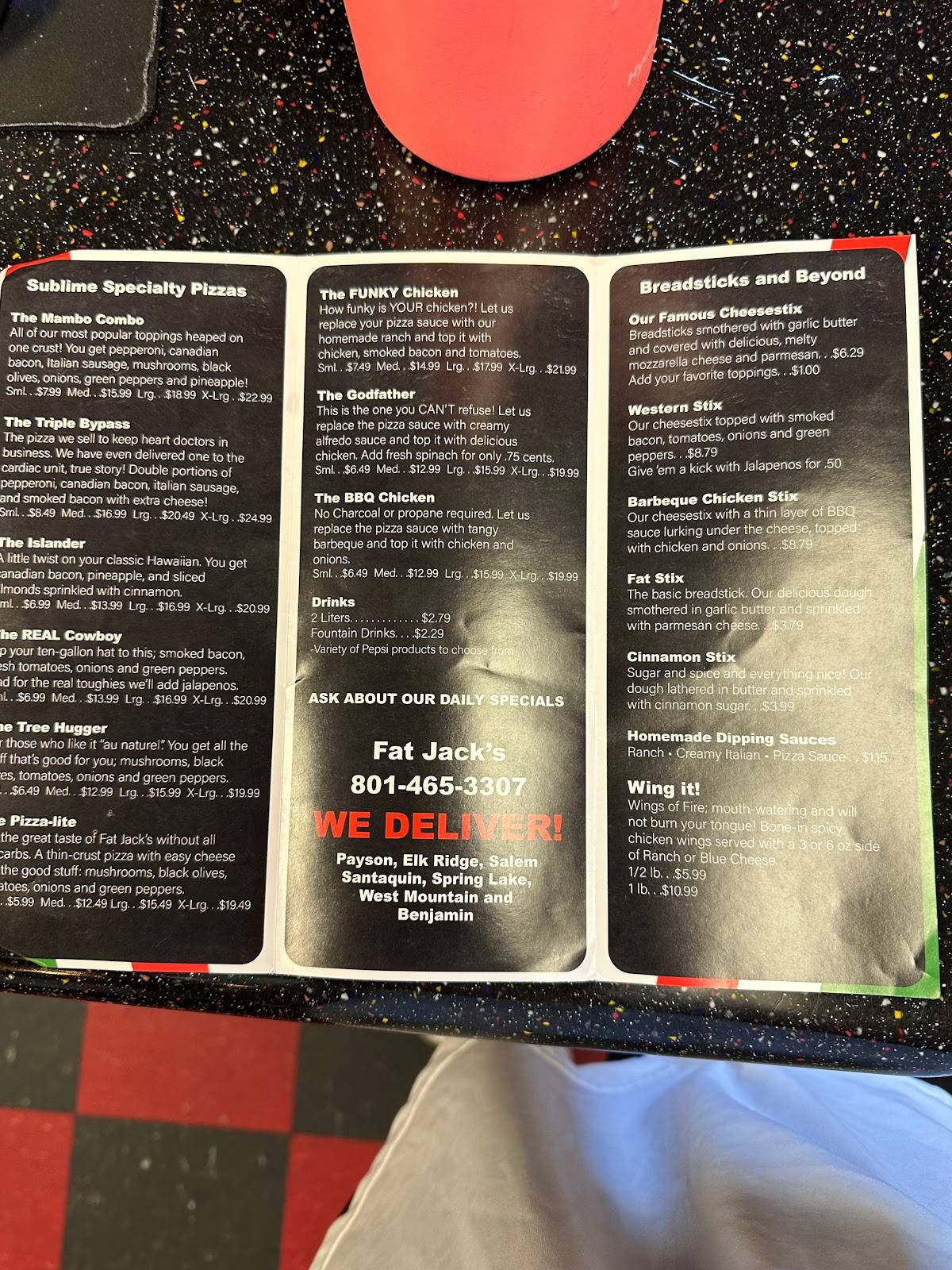 Menu at Fat Jacks Pizza pizzeria, Payson