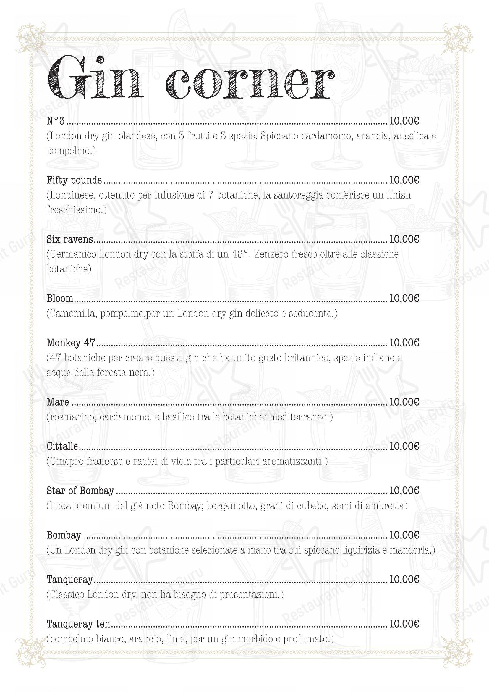 Основное меню per Fauno 3.0 aperitivo cocktail bar pub & bar