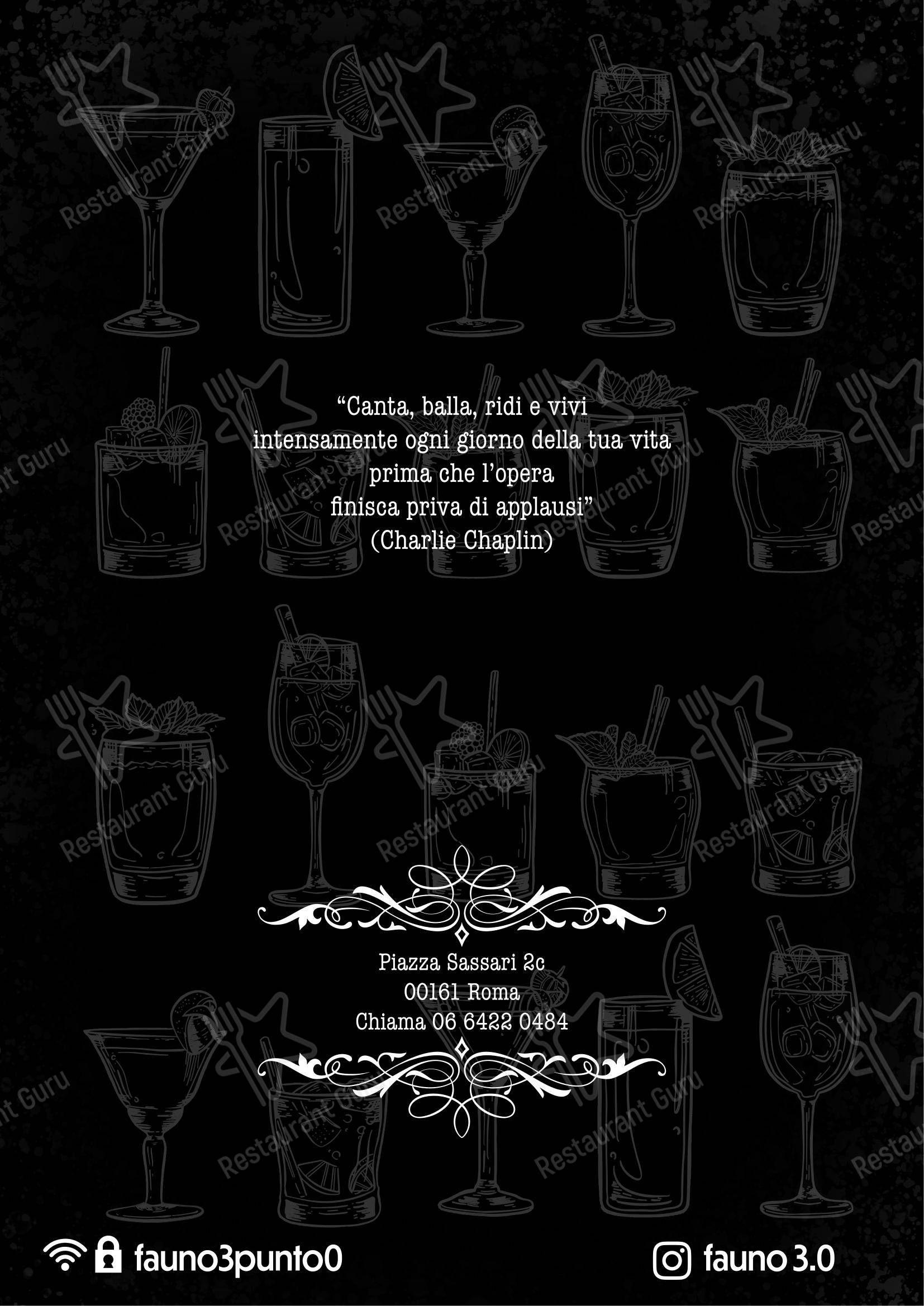 Fauno 3.0 aperitivo cocktail bar in Roma - Основное меню