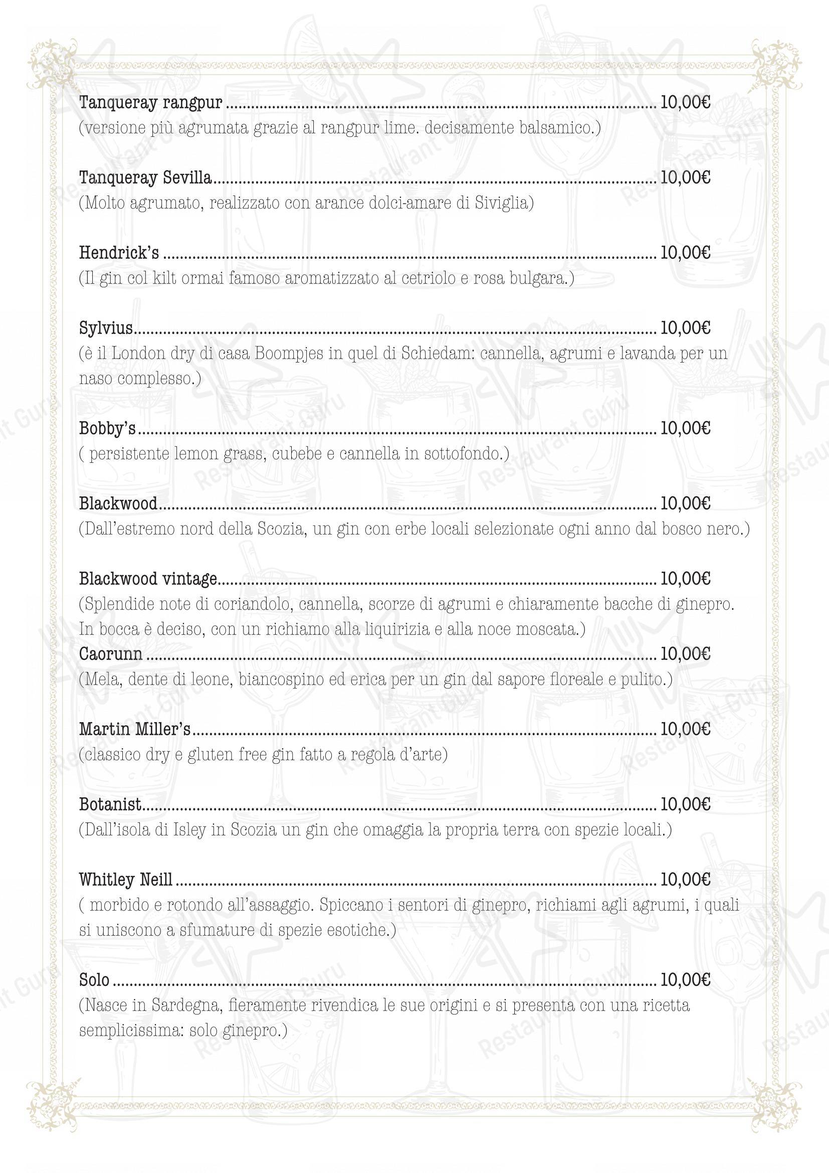 Основное меню per Fauno 3.0 aperitivo cocktail bar pub & bar