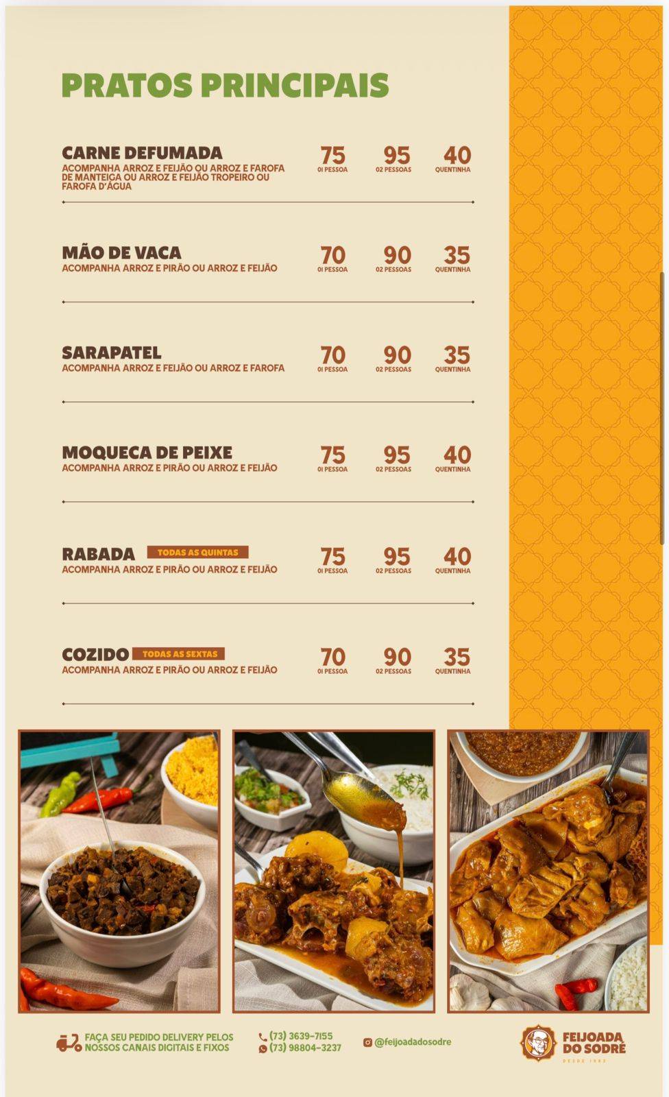 Feijoada Do Sodré cardápio