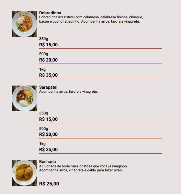 Feijoada da Val cardápio