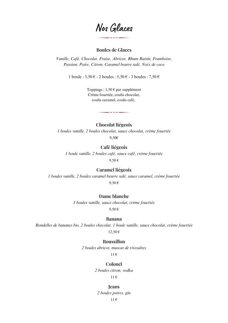 Menu de Félicidad (anciennement Chez Pierrot)