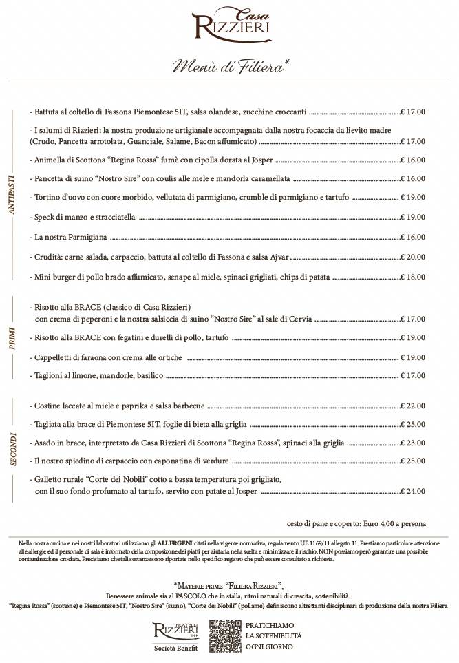Menu di Casa Rizzieri 