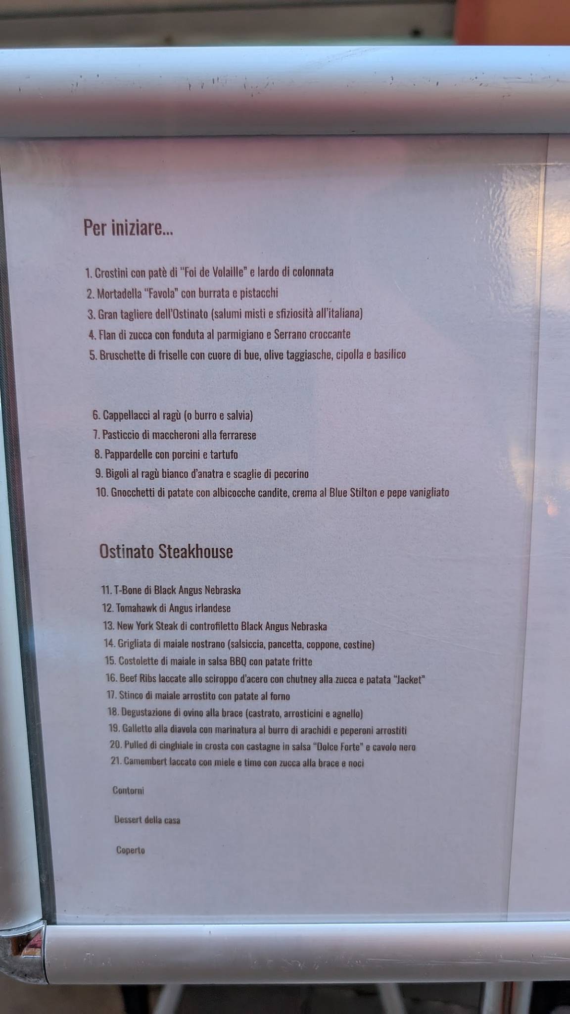 Menu di Ostinato 
