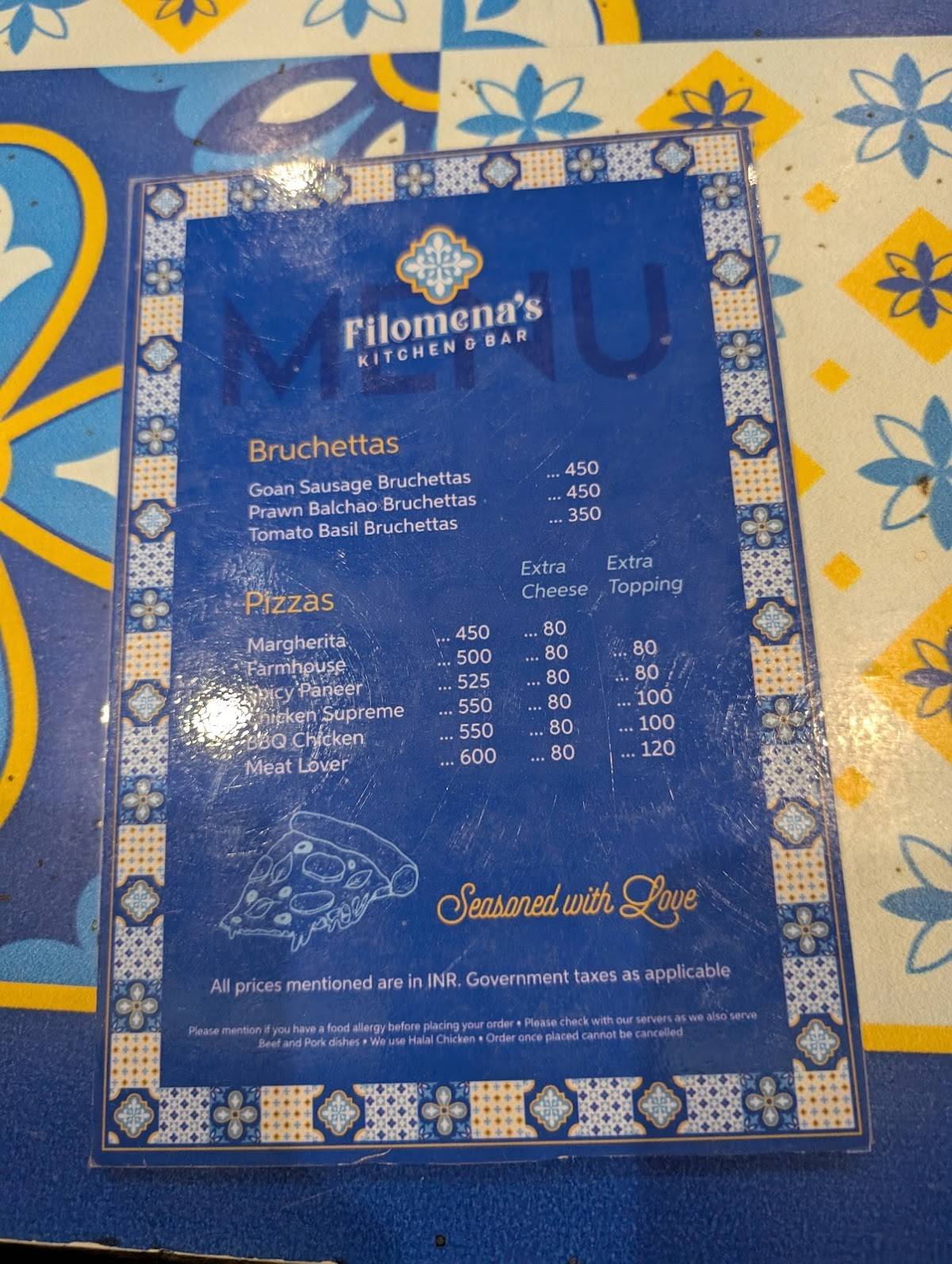 Filomena's Kitchen menu