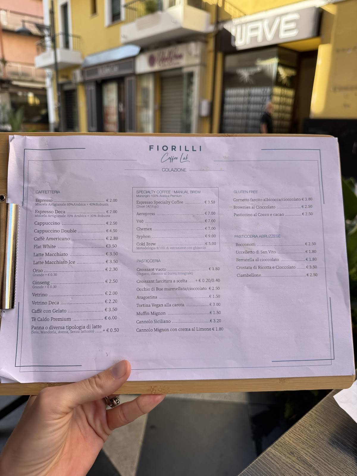 Menu di Fiorilli Coffee Lab 