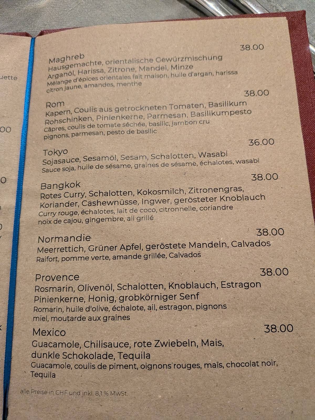 Menu di Fischerstübli 