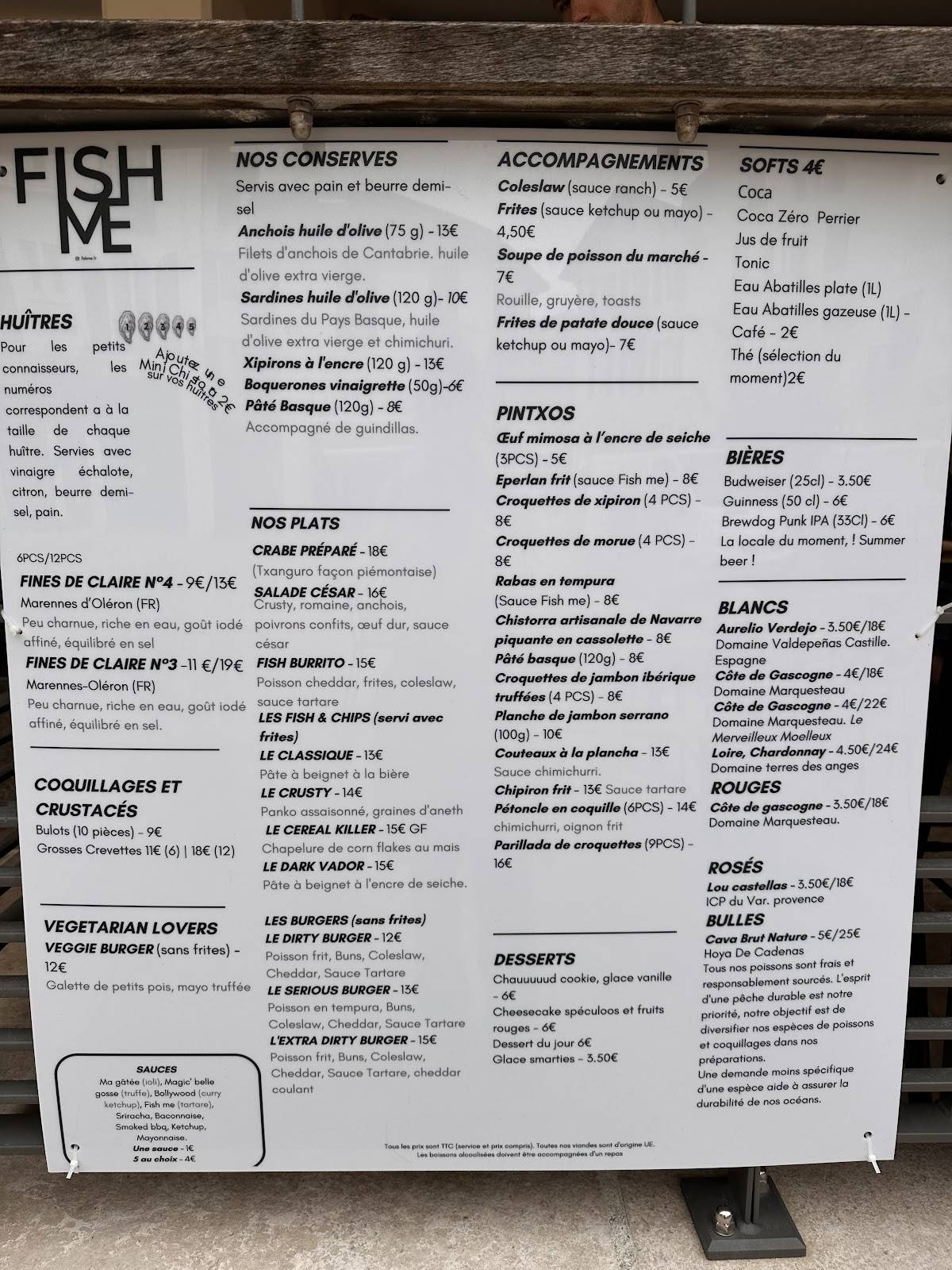 Menu de Fish Me