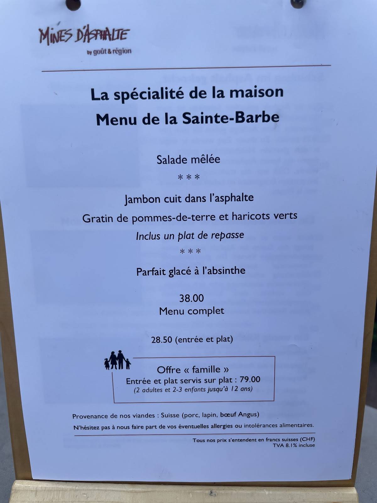 Menu de Mines d'asphalte