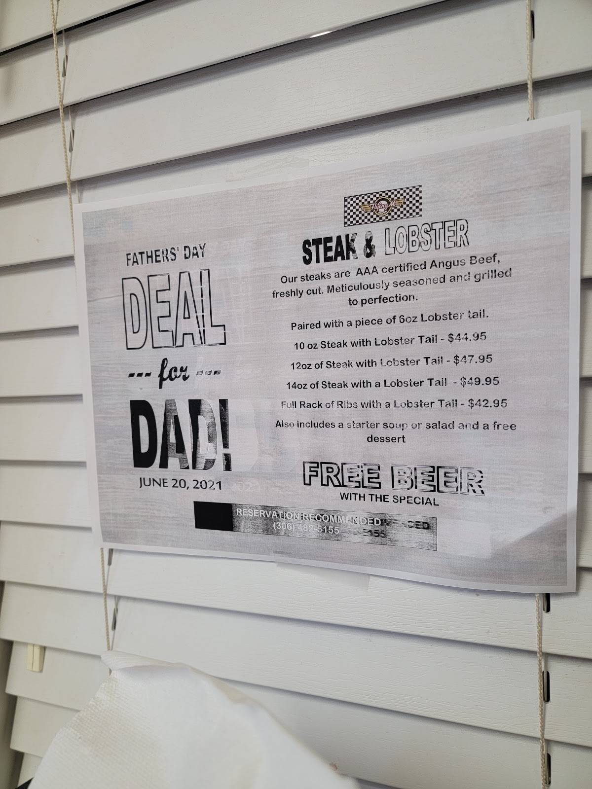 Menu at Flying M Diner (2016) restaurant, Carnduff