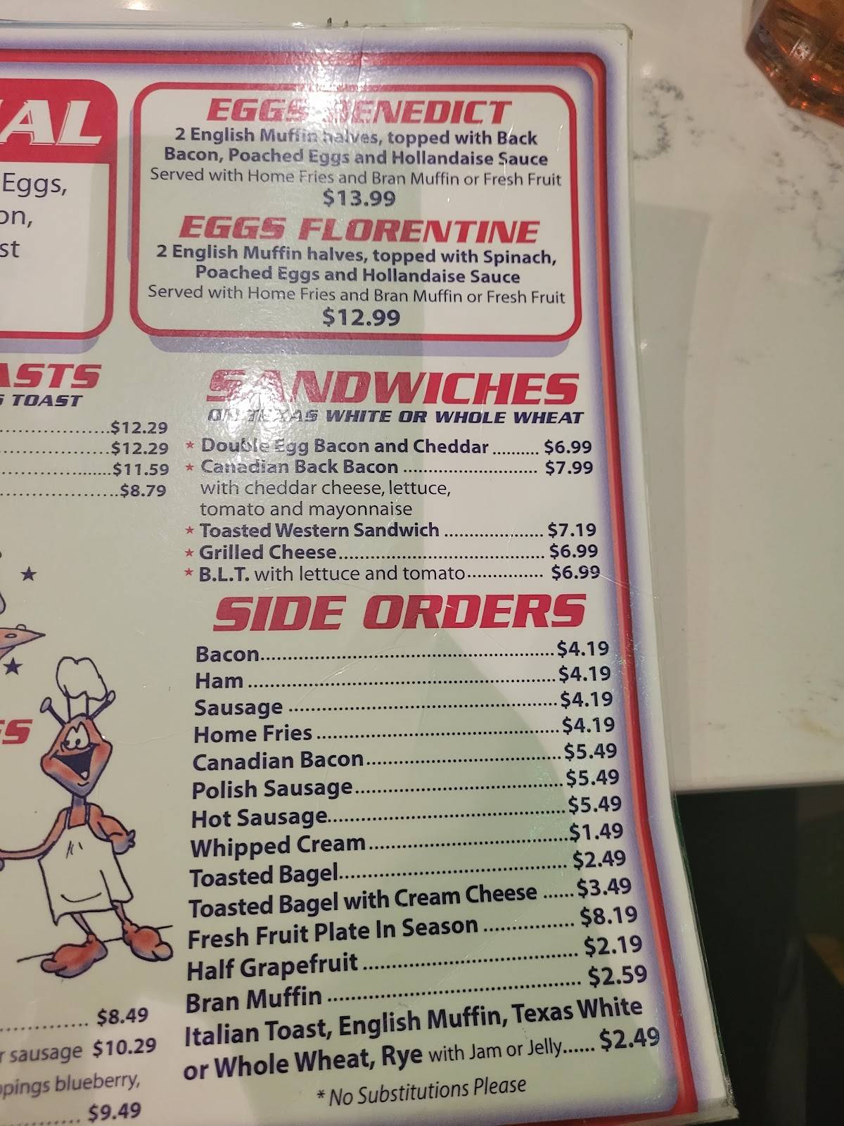 Menu at Flying Saucer Restaurant, Niagara Falls