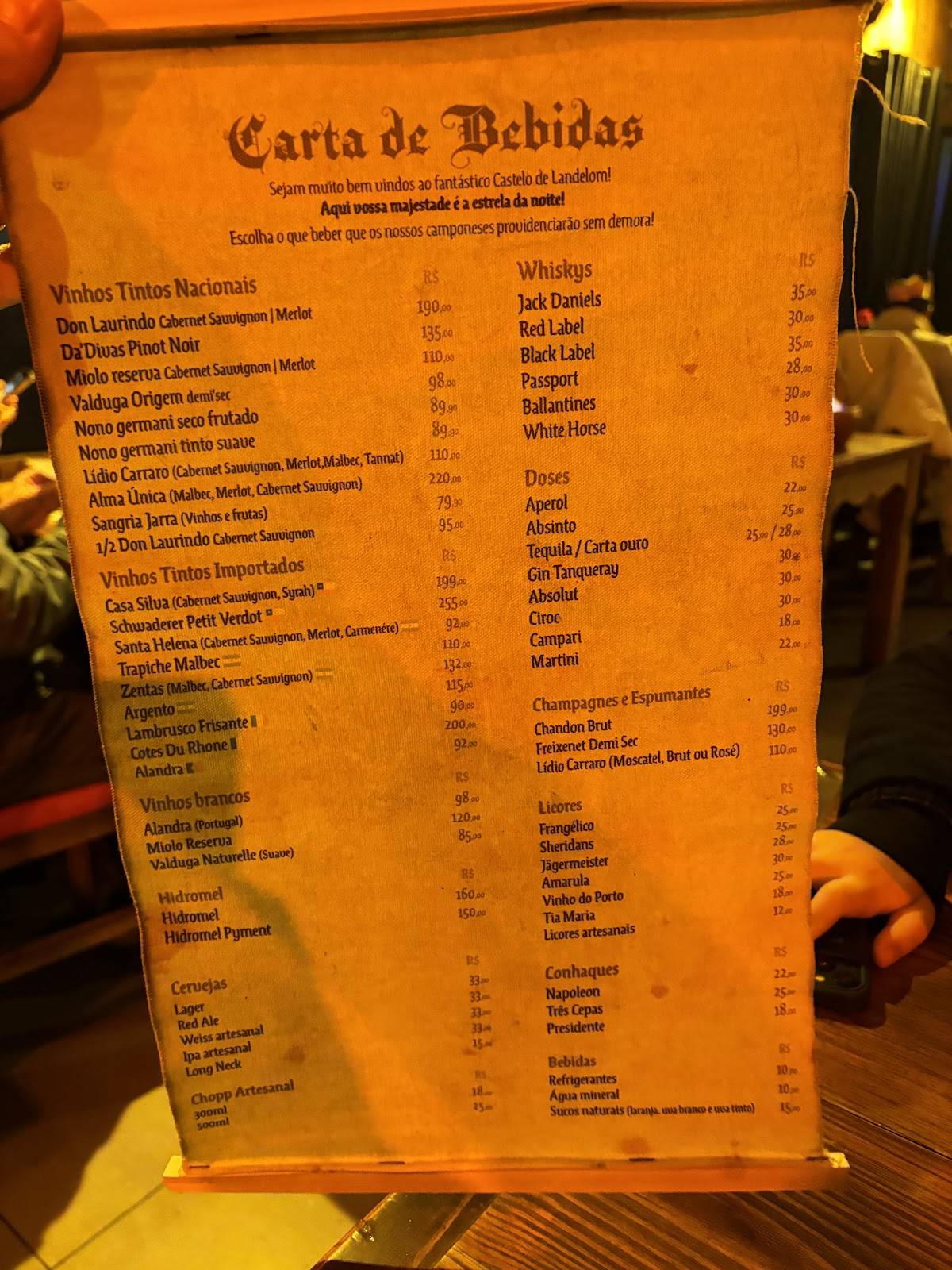 Fondue Castelo Landelom cardápio