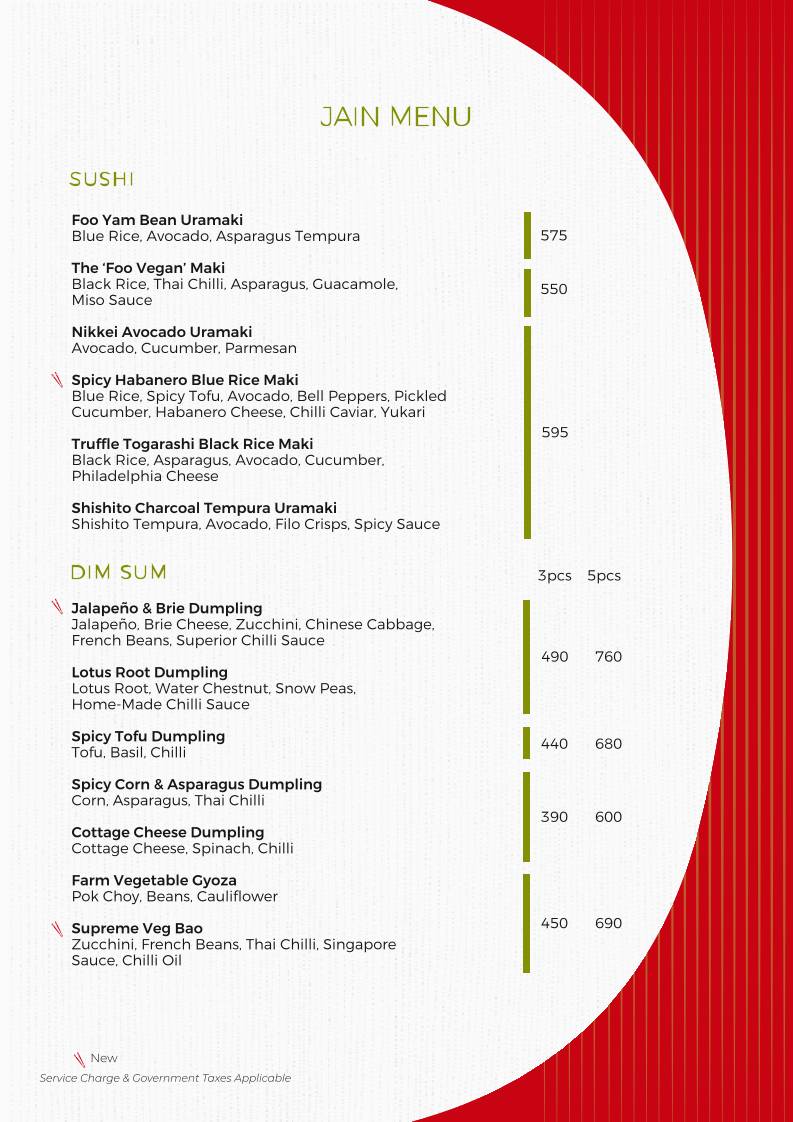 Foo Bandra menu