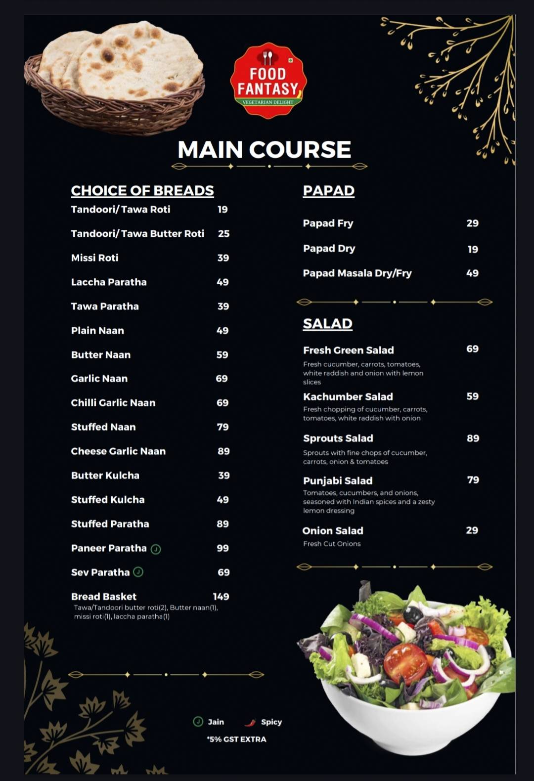 Food Fantasy Veg Restaurant menu