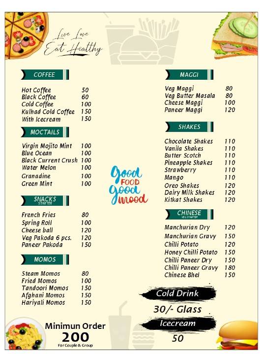 Food Temples cafeteria menu