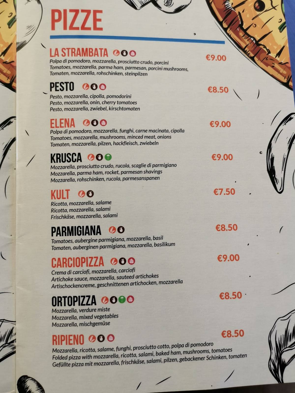 Menu di Bar Pizzeria La Strambata 