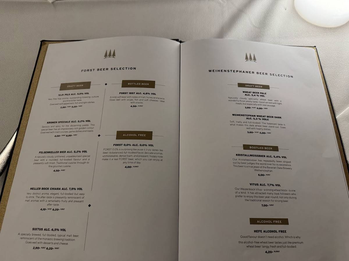 Menu di Forsterbräu Merano 