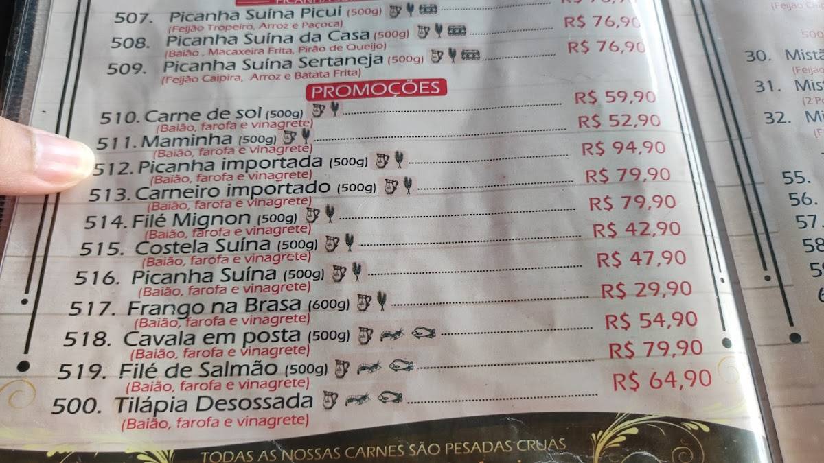 Churrascaria Picuí cardápio