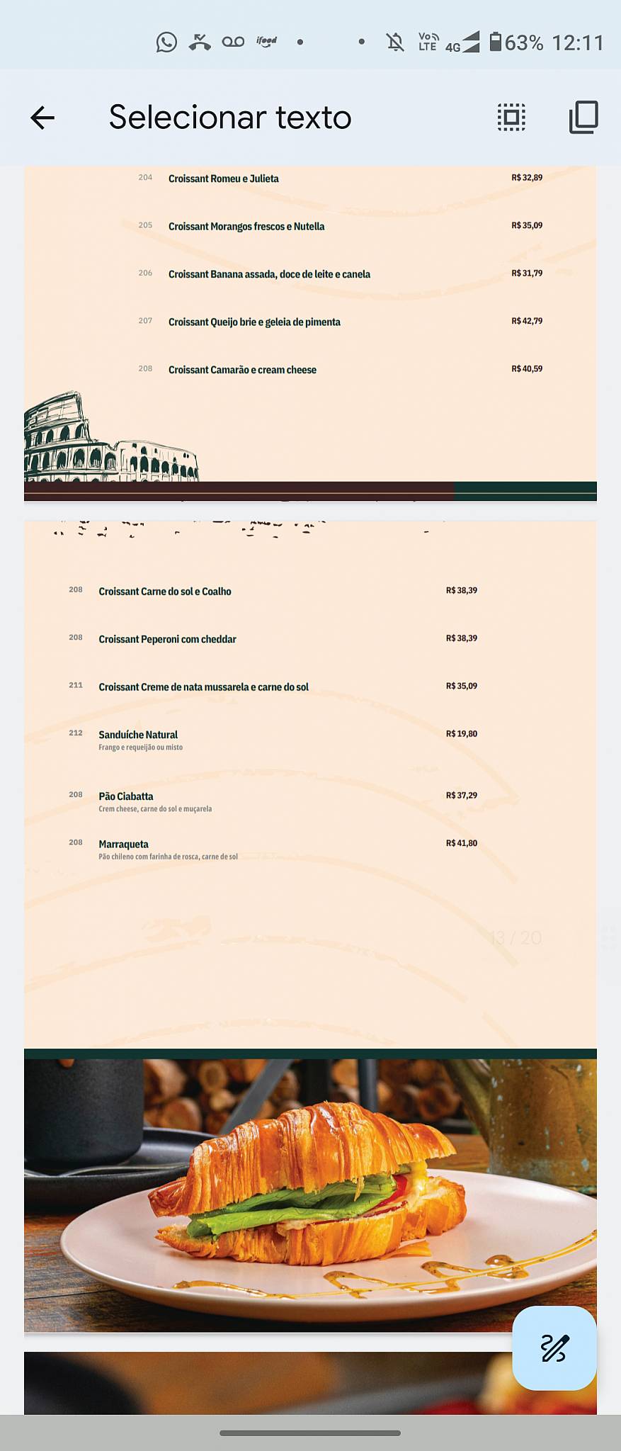 Café Consulado cardápio