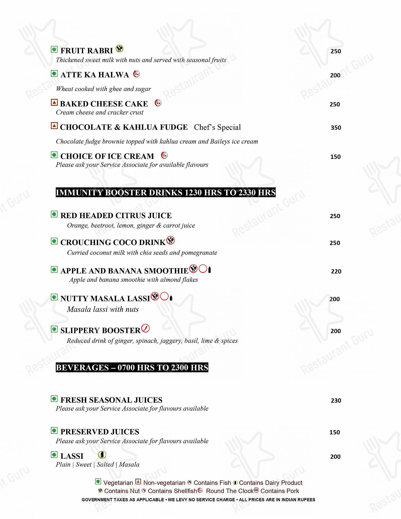 Orchid Restaurant menu