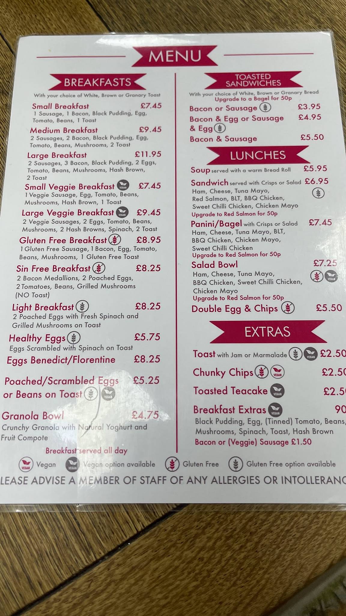 Menu at Foxes Tea Rooms & Cafe, Chester