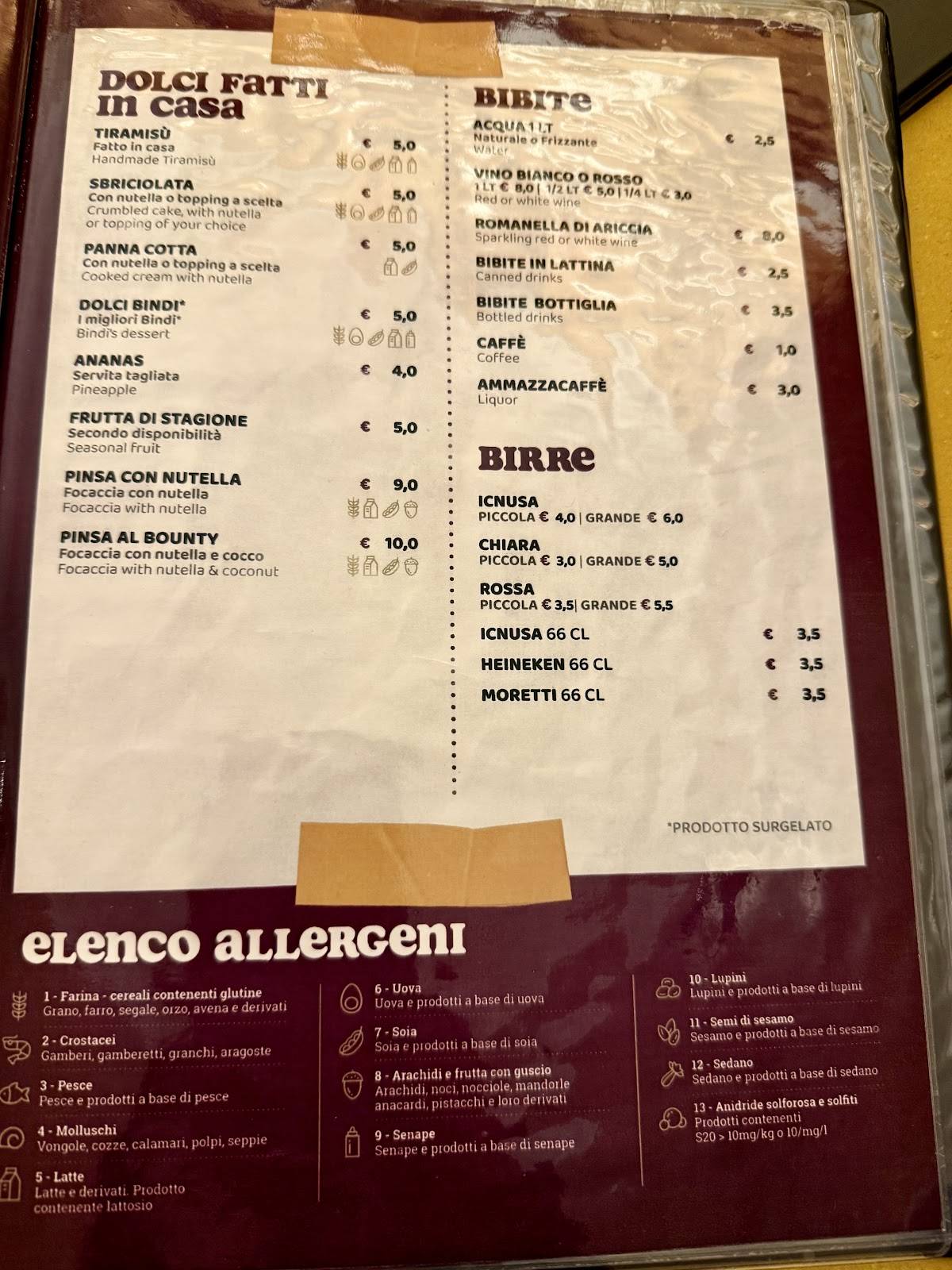 Menu di Fraschetta la Romanella 