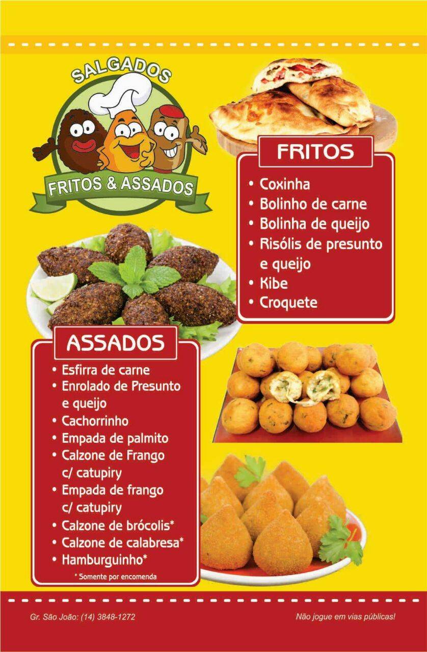 Fritos E Assados cardápio