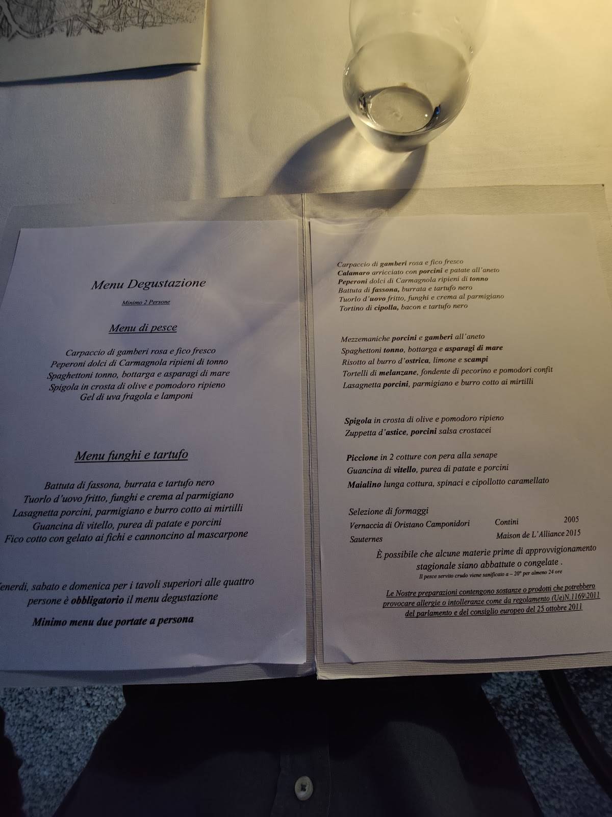 Menu di Frosio 