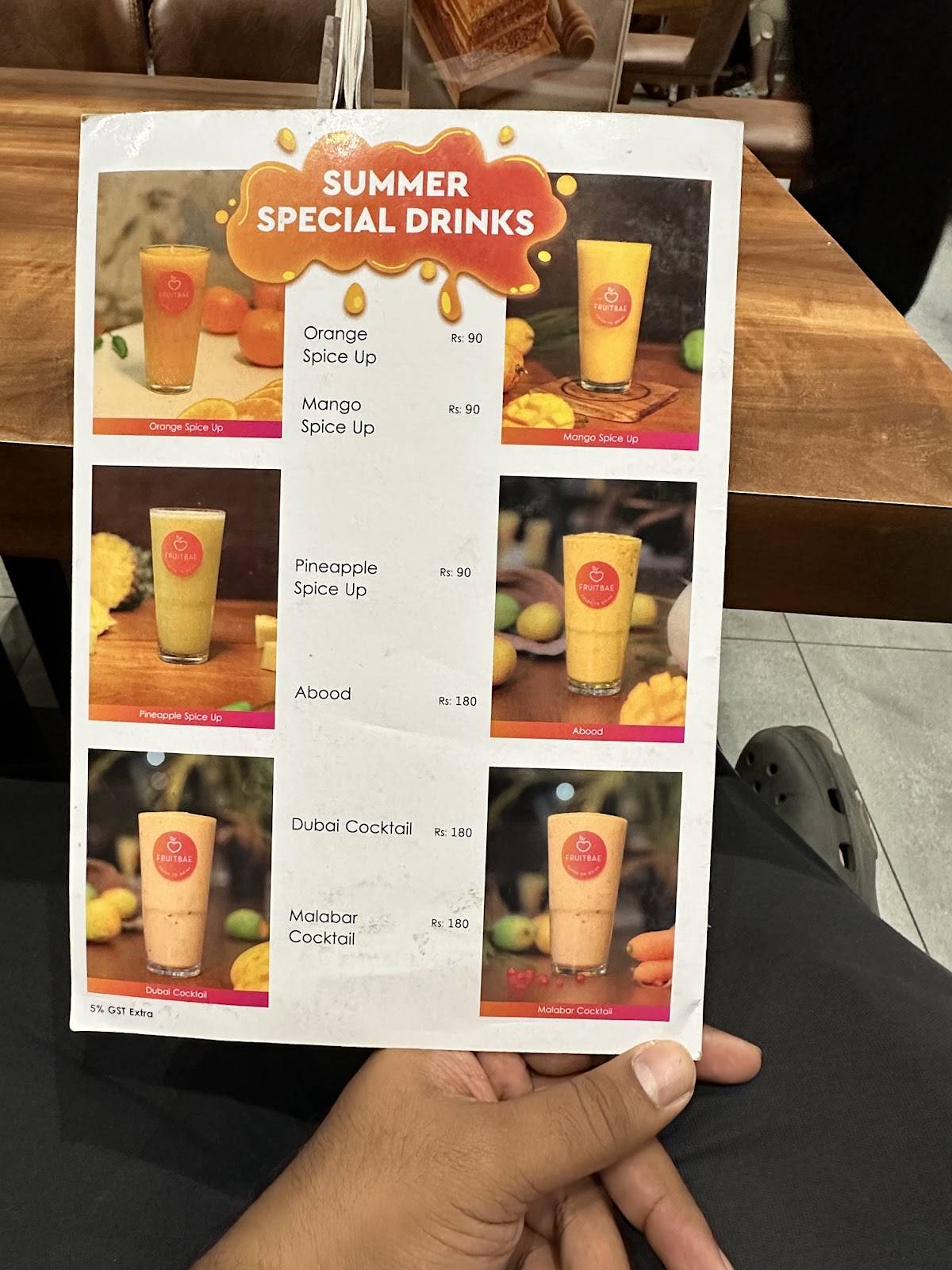 Fruitbae Kodungallur menu