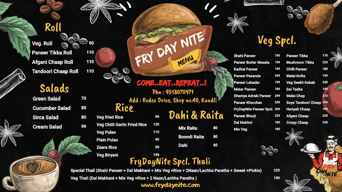 FryDayNite menu