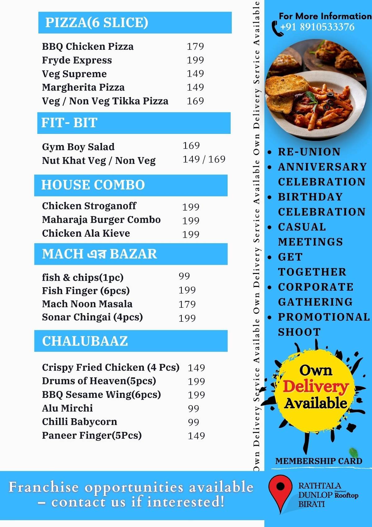 Fryde Rooftop Lounge menu