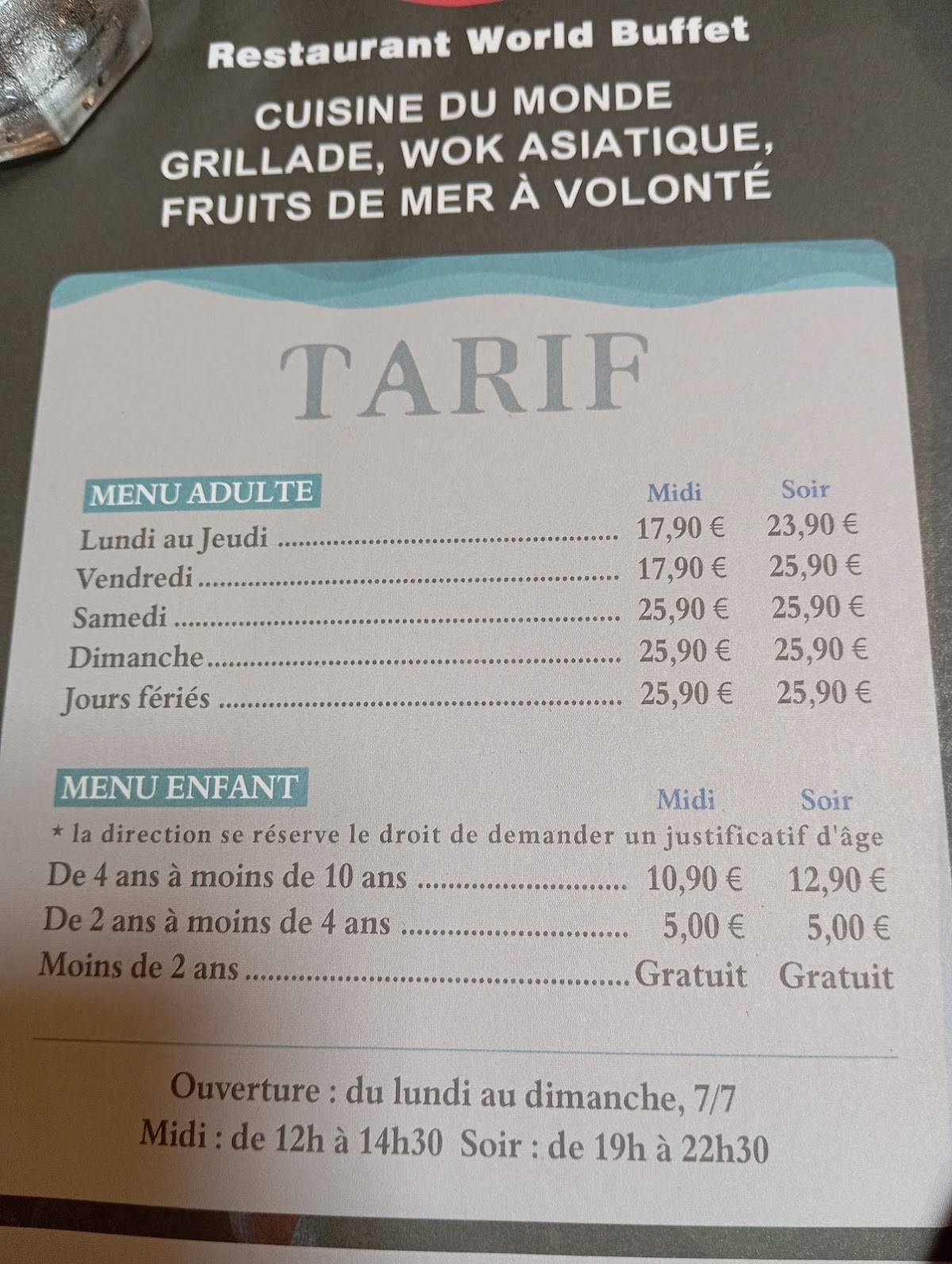Menu de Fujin