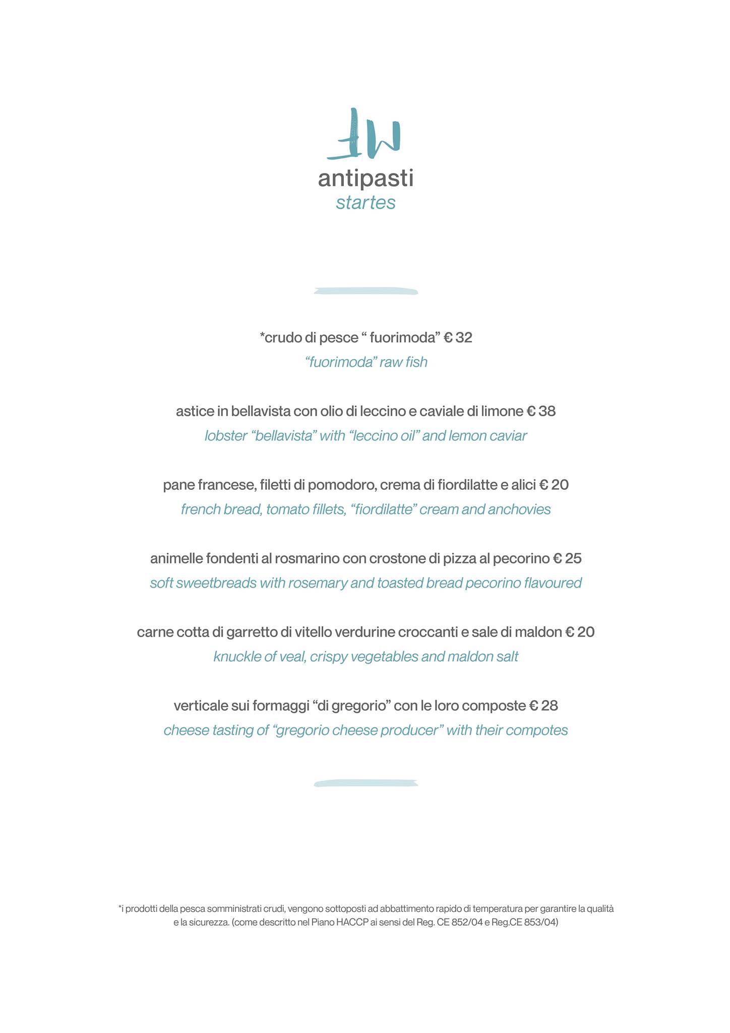Menu de Fuorimoda Restaurant