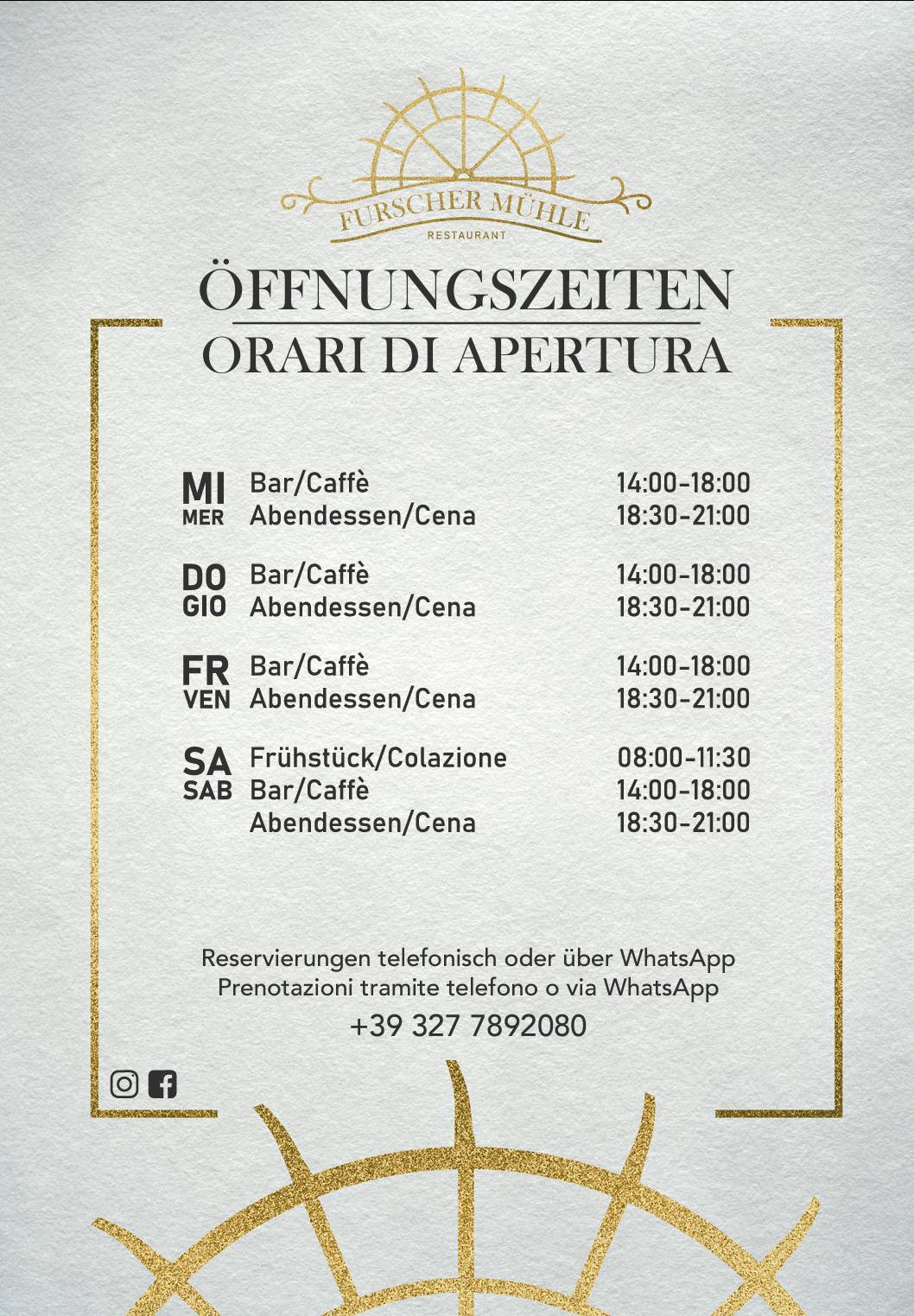 Menu di Furschermühle/Mulino Furscher 