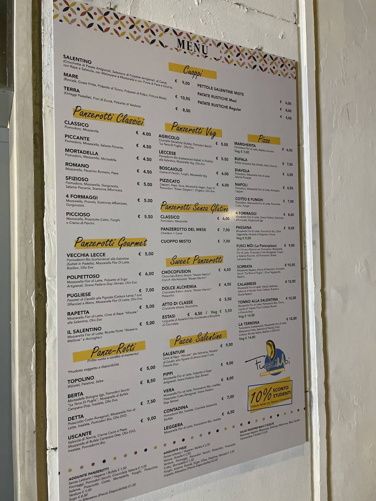 Menu di Fusci Mói 