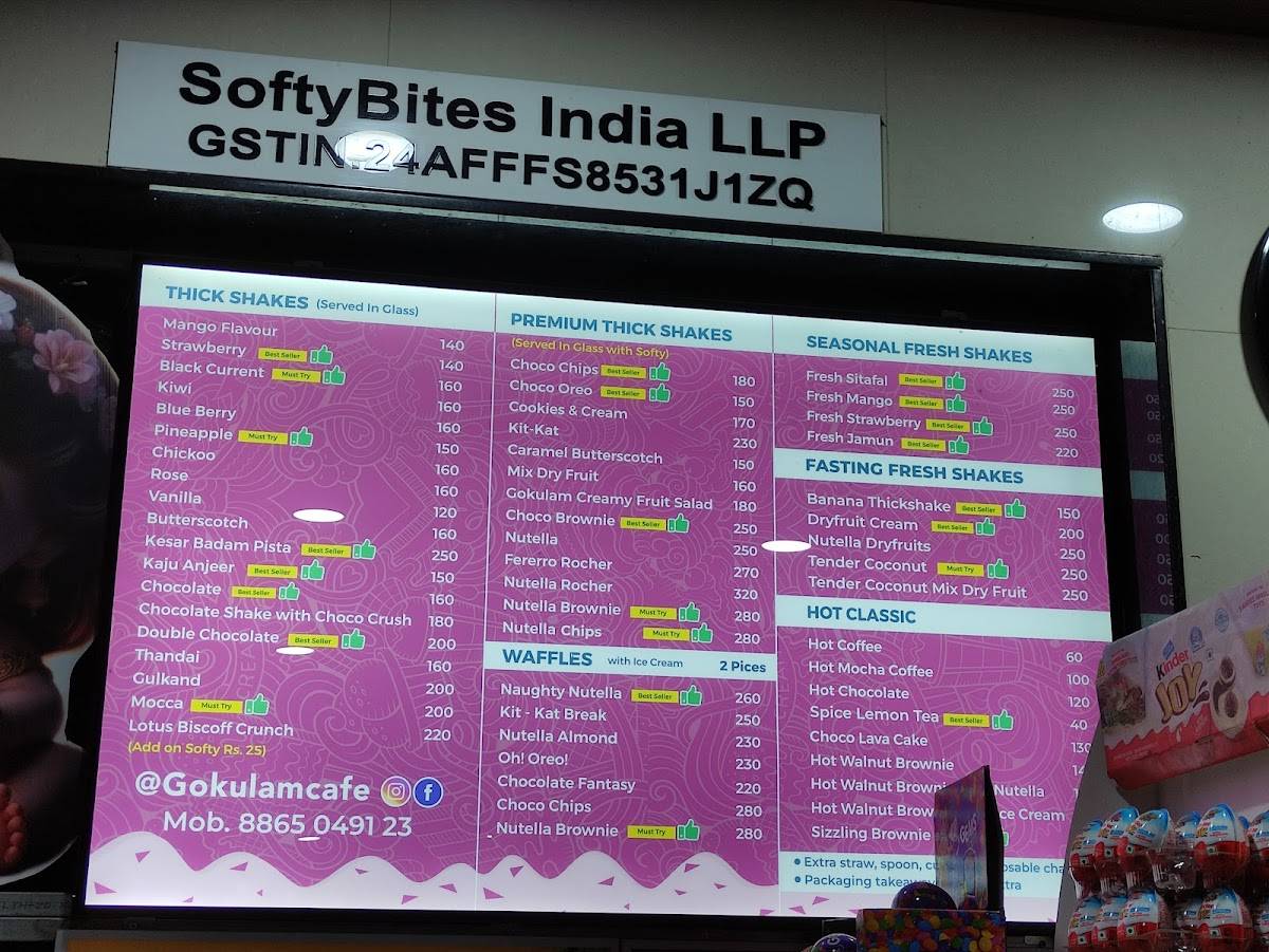 GOKULAM CAFE menu