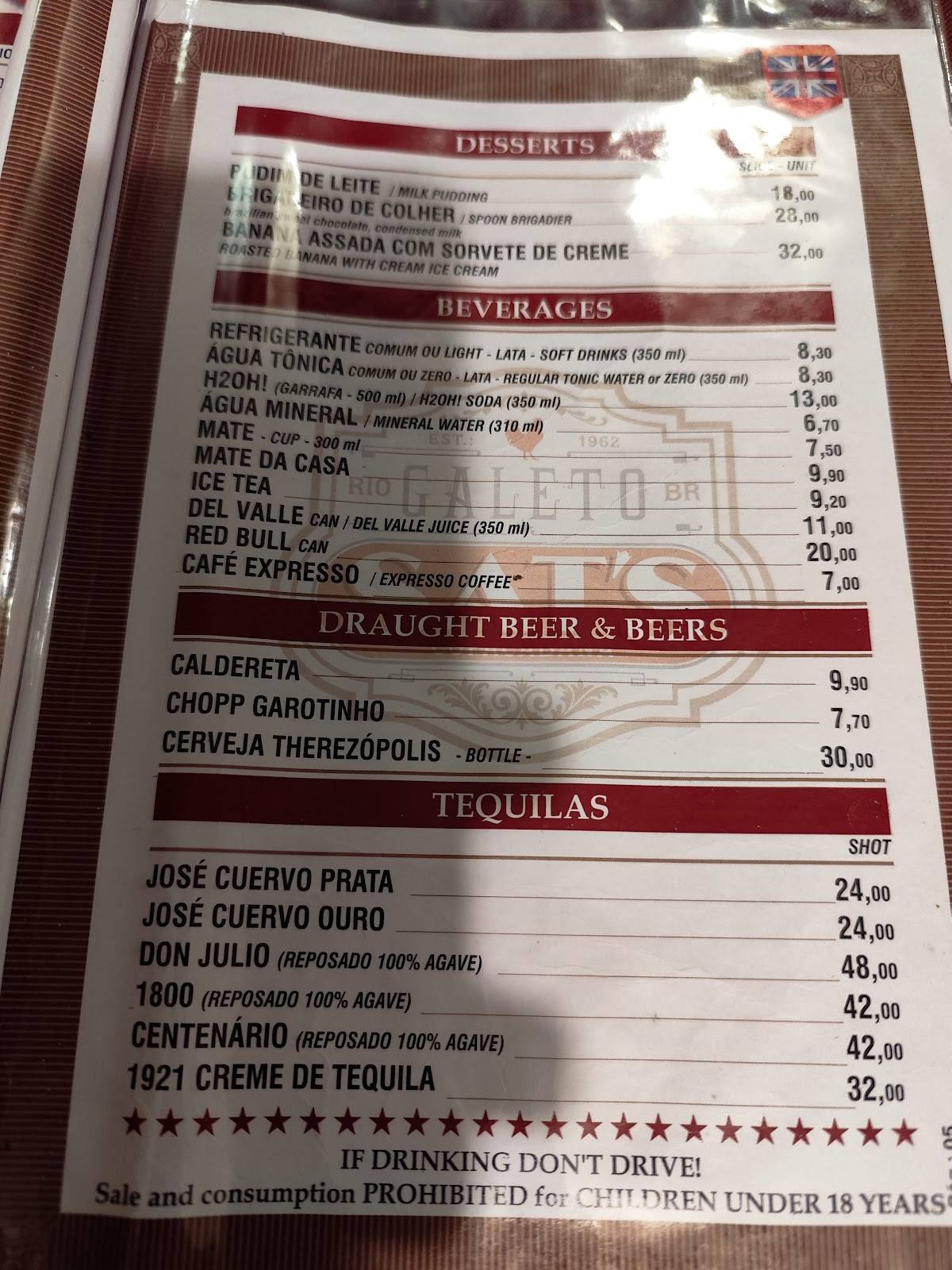 Galeto Sat's cardápio