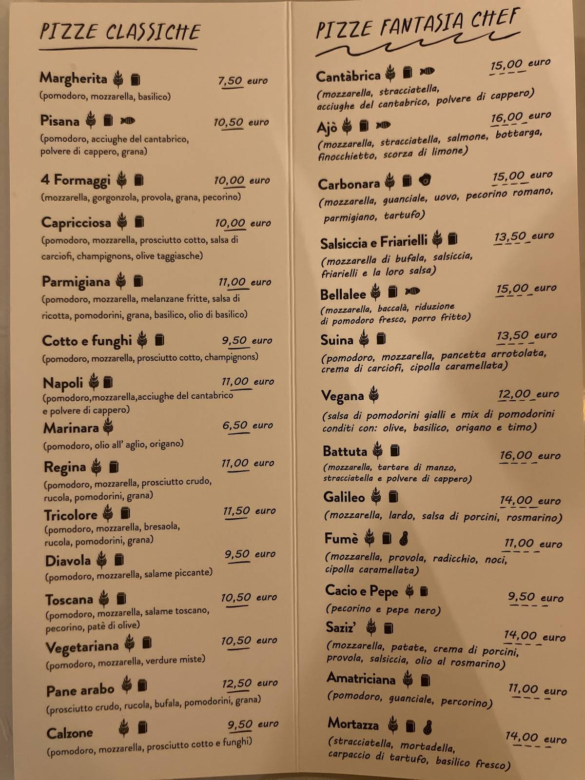 Menu di Galileo Bellalee 