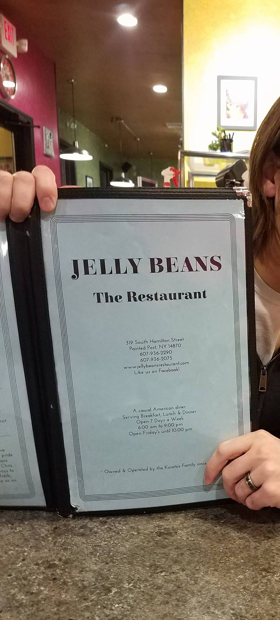 Menu at Jelly Beans restaurant, Painted Post, 319 S Hamilton St