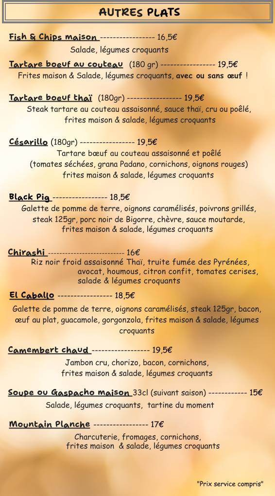 Menu de O'sisters