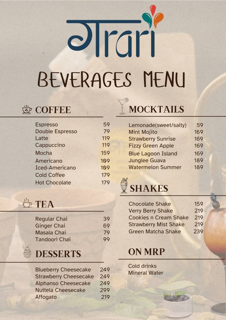 Garari menu